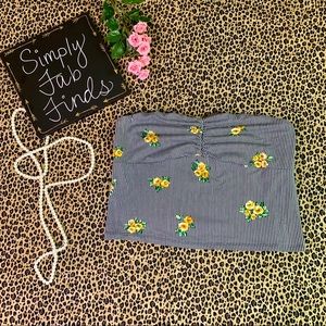 Polly & Esther | Striped Floral Tube Top